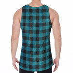 Teal And Black Buffalo Check Print Men's Velvet Tank Top