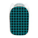 Teal And Black Buffalo Check Print Mesh Laundry Hamper