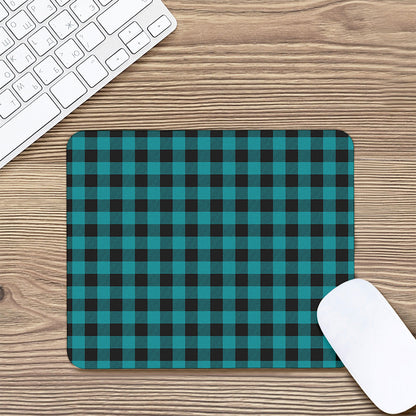 Teal And Black Buffalo Check Print Mouse Pad