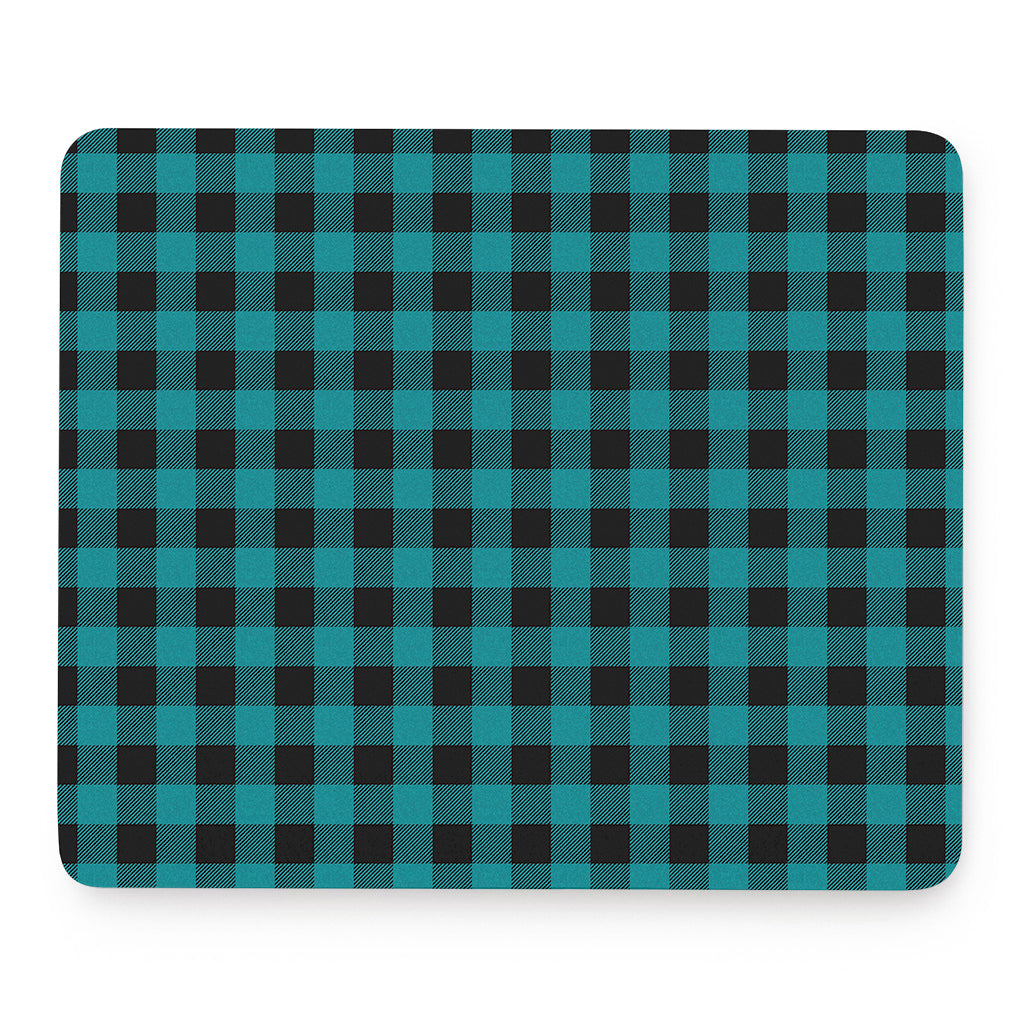 Teal And Black Buffalo Check Print Mouse Pad