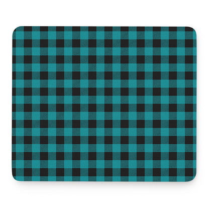 Teal And Black Buffalo Check Print Mouse Pad