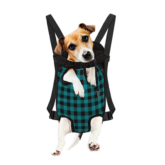 Teal And Black Buffalo Check Print Pet Carrier Backpack