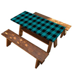 Teal And Black Buffalo Check Print Picnic Table Cover