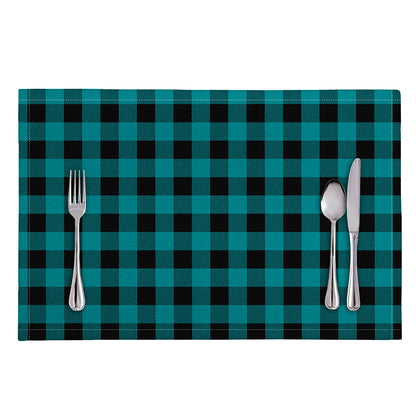 Teal And Black Buffalo Check Print Placemat