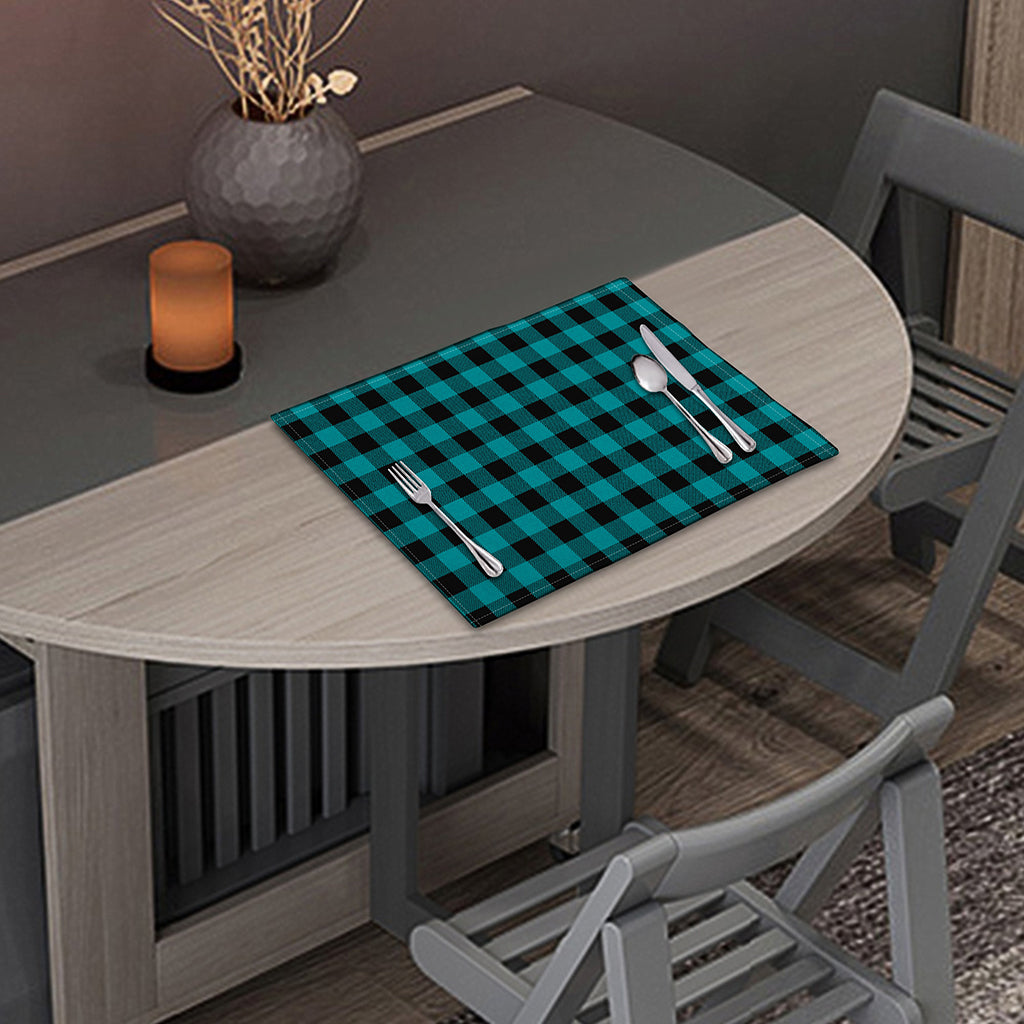 Teal And Black Buffalo Check Print Placemat
