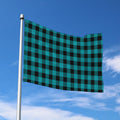 Teal And Black Buffalo Check Print Polyester Flag