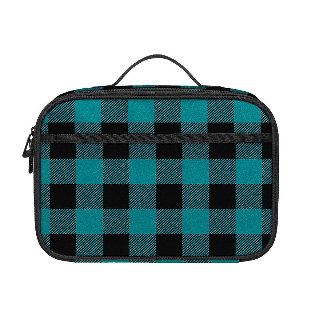 Teal And Black Buffalo Check Print Portable Lunch Bag