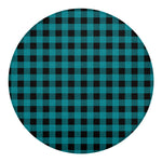 Teal And Black Buffalo Check Print Round Blanket