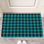 Teal And Black Buffalo Check Print Rubber Doormat