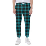 Teal And Black Buffalo Check Print Scuba Joggers