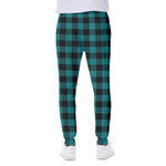 Teal And Black Buffalo Check Print Scuba Joggers