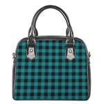 Teal And Black Buffalo Check Print Shoulder Handbag