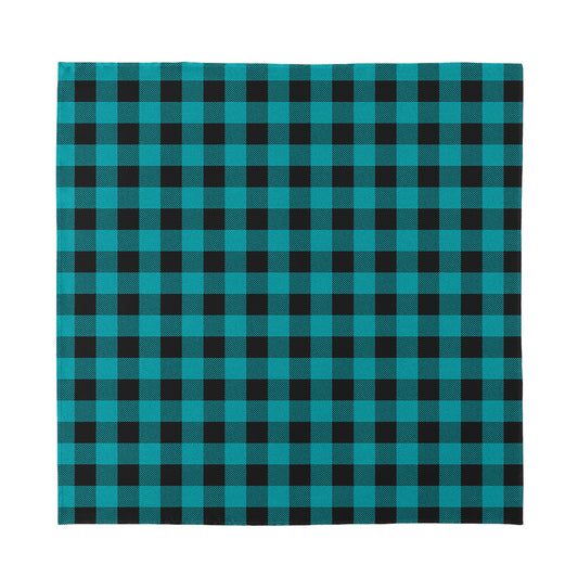 Teal And Black Buffalo Check Print Silk Bandana