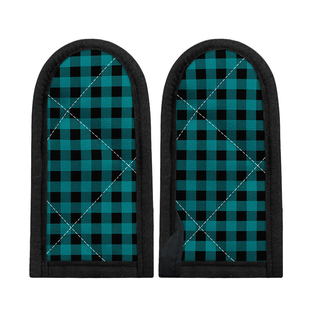 Teal And Black Buffalo Check Print Skillet Handle Cover