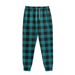 Teal And Black Buffalo Check Print Sweatpants