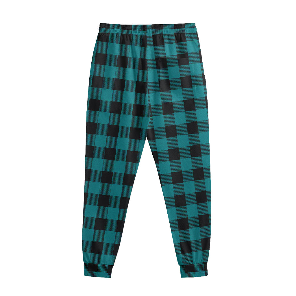 Teal And Black Buffalo Check Print Sweatpants