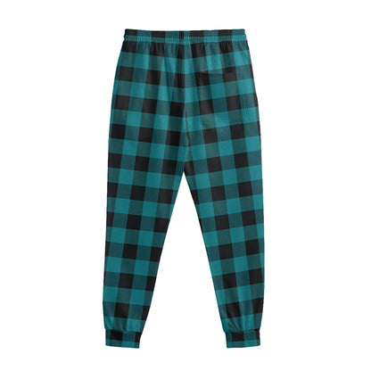 Teal And Black Buffalo Check Print Sweatpants