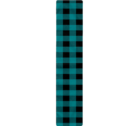 Teal And Black Buffalo Check Print Table Runner
