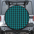 Teal And Black Buffalo Check Print Tire Cover