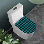 Teal And Black Buffalo Check Print Toilet Lid Cover