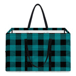 Teal And Black Buffalo Check Print Utility Tote Bag