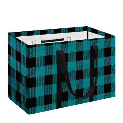 Teal And Black Buffalo Check Print Utility Tote Bag