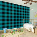 Teal And Black Buffalo Check Print Wall Sticker