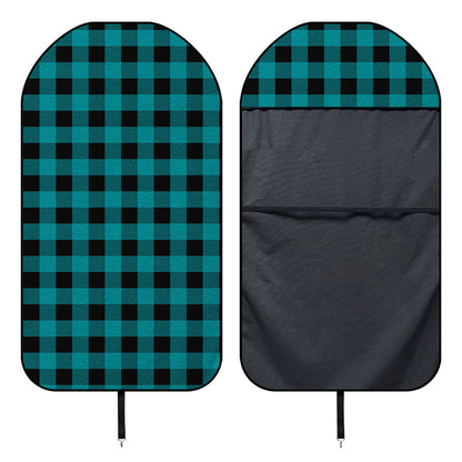 Teal And Black Buffalo Check Print Waterproof Car Seat Cover