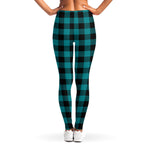 Teal And Black Buffalo Check Print Women's Leggings