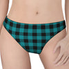 Teal And Black Buffalo Check Print Women's Thong