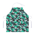 Teal And Black Camouflage Print Adjustable Apron