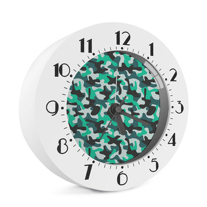 Teal And Black Camouflage Print Alarm Clock