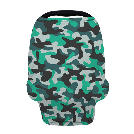 Teal And Black Camouflage Print Baby Seat Cover