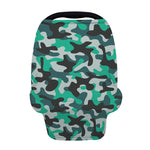 Teal And Black Camouflage Print Baby Seat Cover