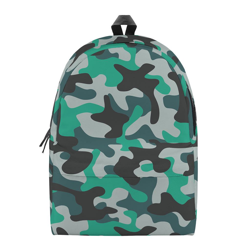 Teal And Black Camouflage Print Backpack