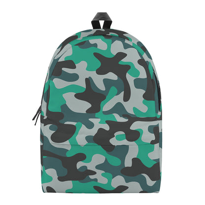 Teal And Black Camouflage Print Backpack