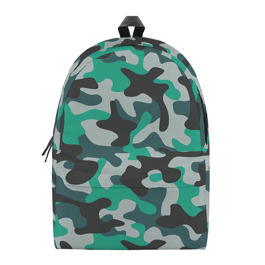 Teal And Black Camouflage Print Backpack