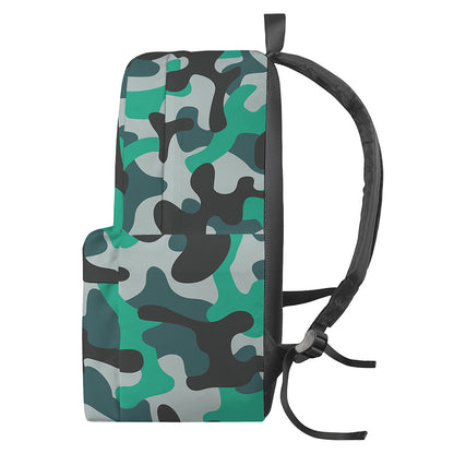 Teal And Black Camouflage Print Backpack