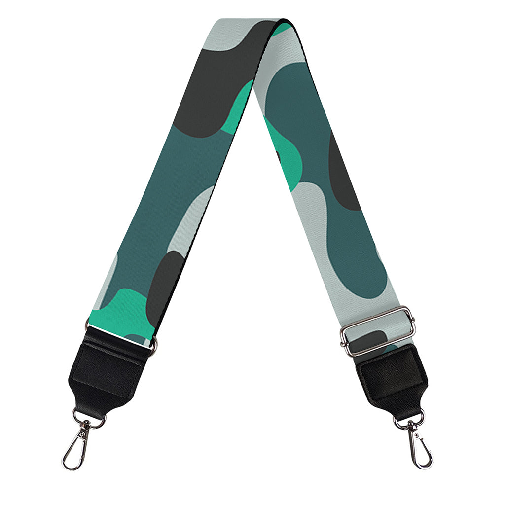 Teal And Black Camouflage Print Bag Strap