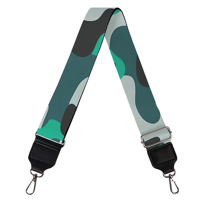 Teal And Black Camouflage Print Bag Strap