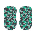Teal And Black Camouflage Print Bar Stool Covers