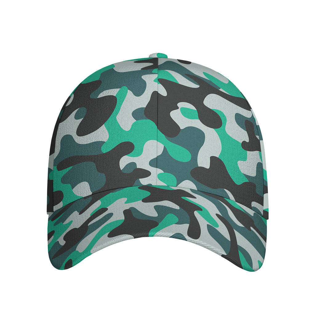 Teal And Black Camouflage Print Baseball Cap