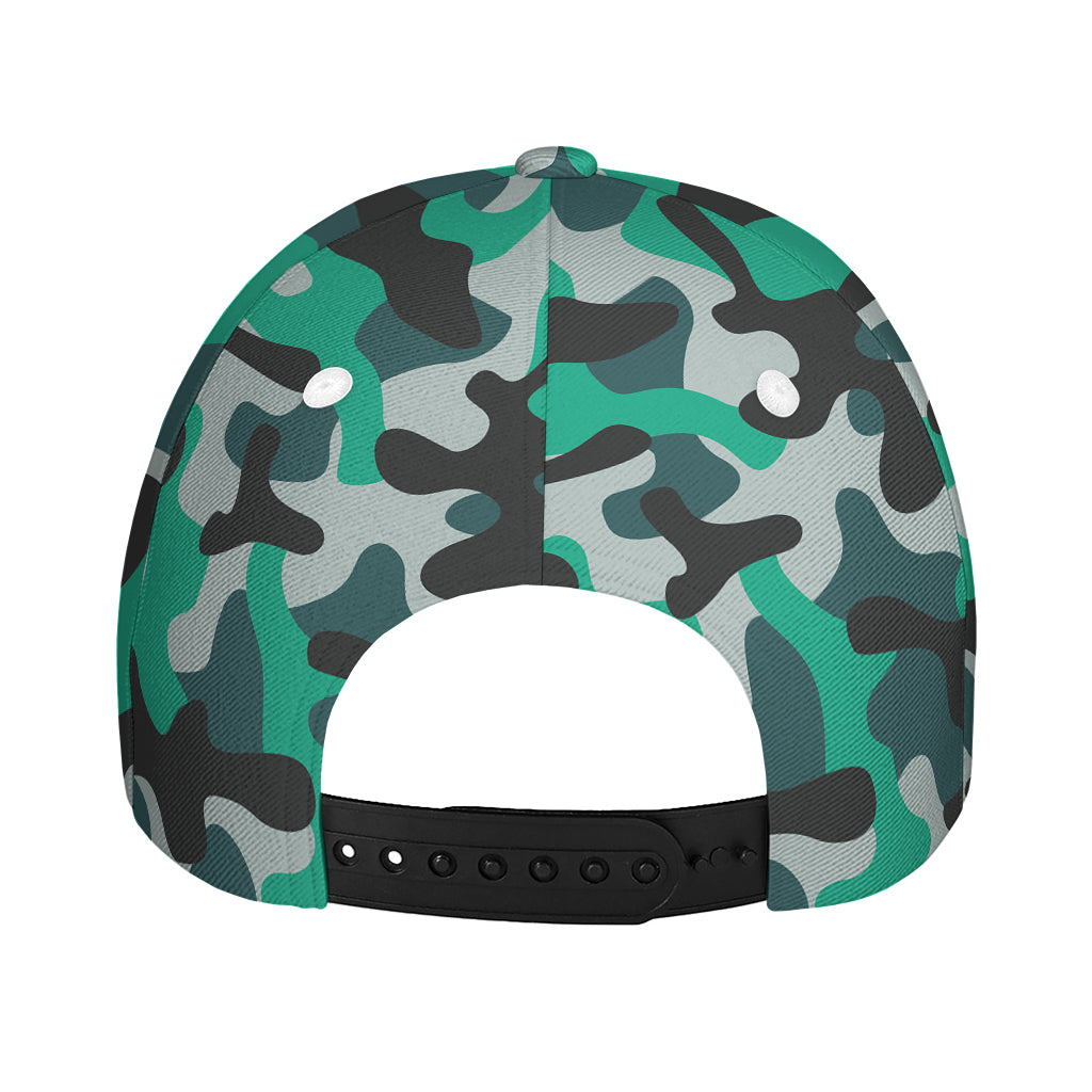 Teal And Black Camouflage Print Baseball Cap