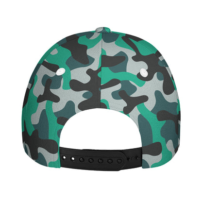 Teal And Black Camouflage Print Baseball Cap