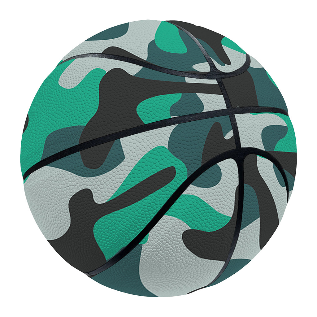 Teal And Black Camouflage Print Basketball