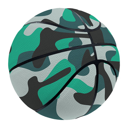 Teal And Black Camouflage Print Basketball