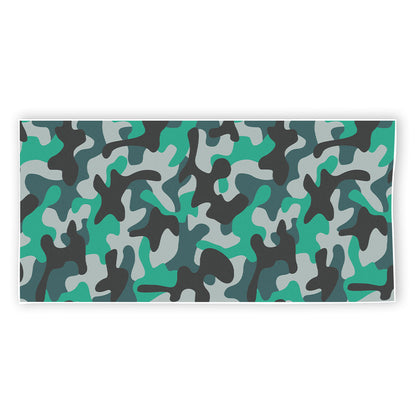 Teal And Black Camouflage Print Beach Towel