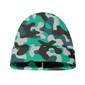 Teal And Black Camouflage Print Beanie