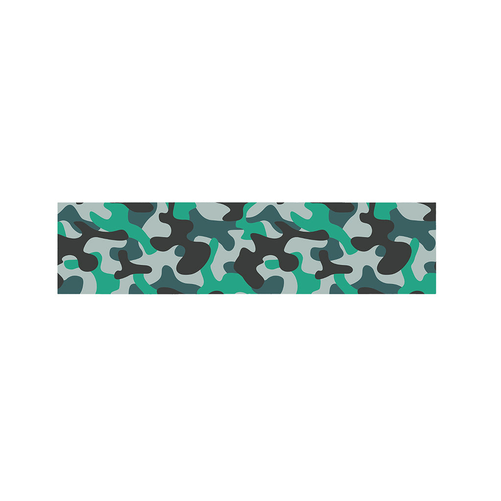 Teal And Black Camouflage Print Bed Runner