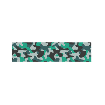 Teal And Black Camouflage Print Bed Runner